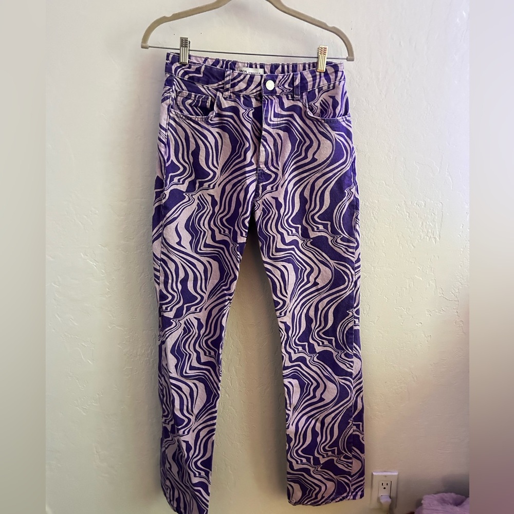 Zara Purple Swirl Print Jeans
